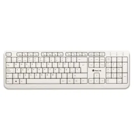 NGS SPIKE Teclado USB con 105 teclas de membrana, 12 teclas multimedia, diseño resistente a derrames y cable de 1.4 m - Blanco